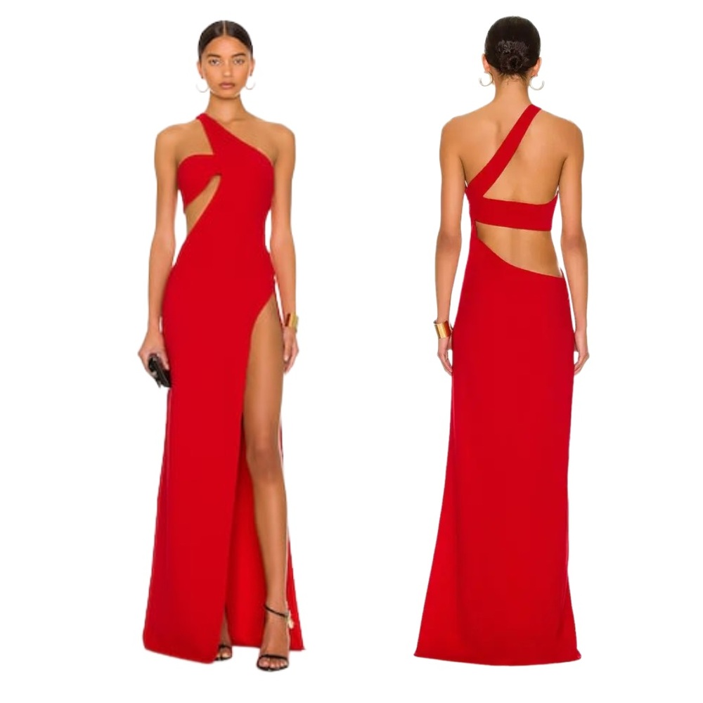 NWT MONOT One Shoulder Cut Out Crepe Gown | Size 0